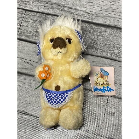 Vintage 1980 Dakin Woofits ANGELA Plush Scarf Apron Shredded Clippings 12" NWT - Picture 1 of 6
